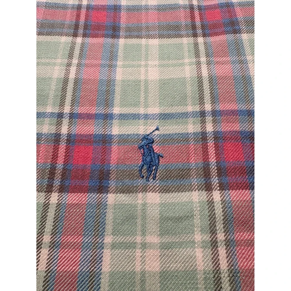 Ralph Lauren Mens 4XB Classic Fit Plaid Flannel Button Down Shirt Green Red New